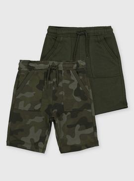 Camo & Khaki Jersey Shorts 2 Pack