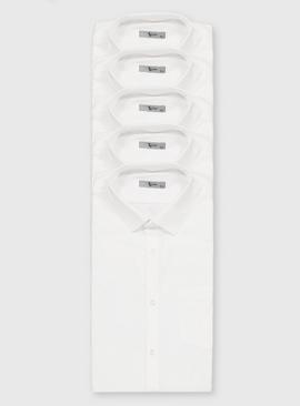White Regular Fit Long Sleeve Shirt 5 Pack