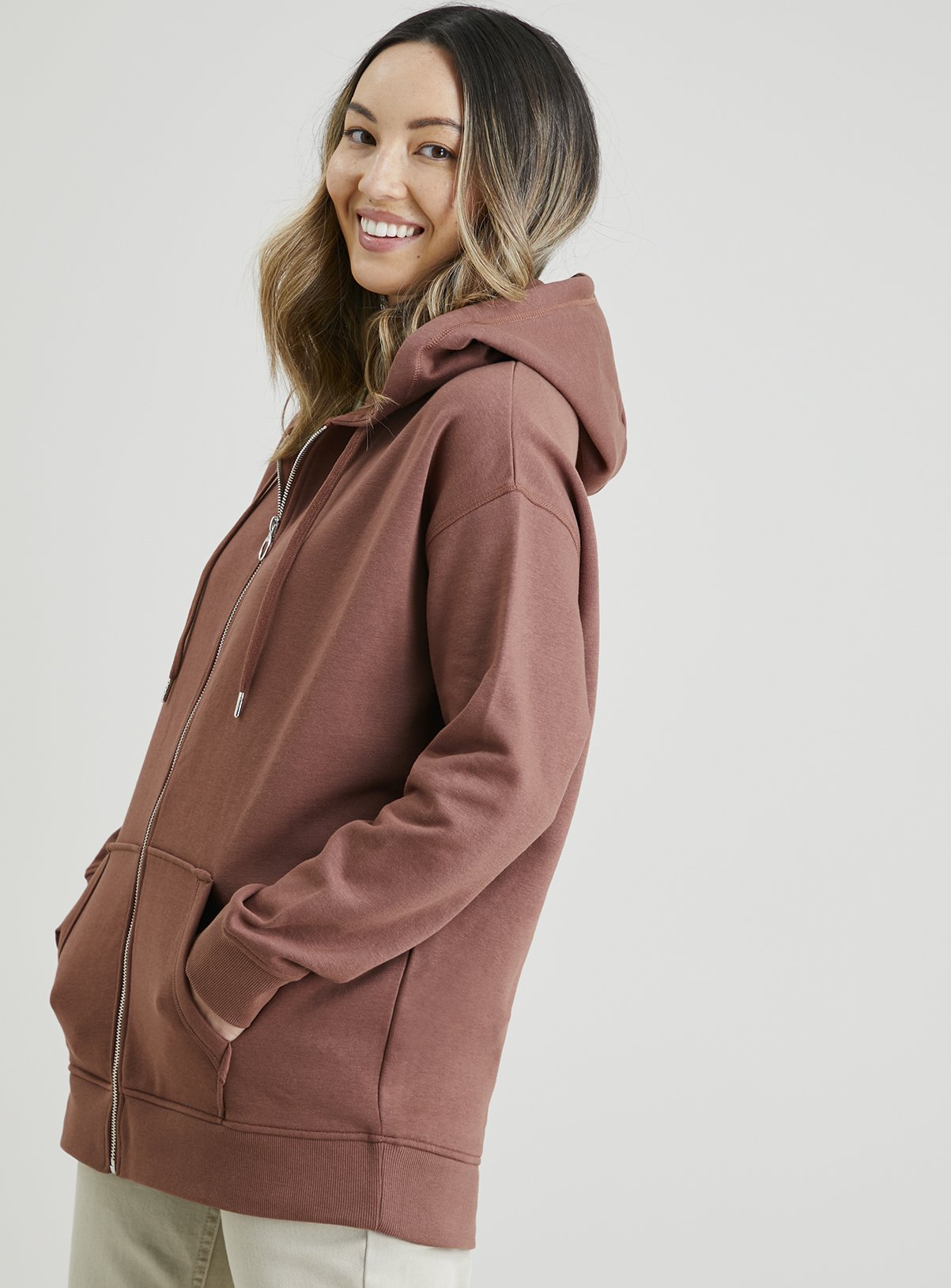 Zip-Through Longline Hoodie