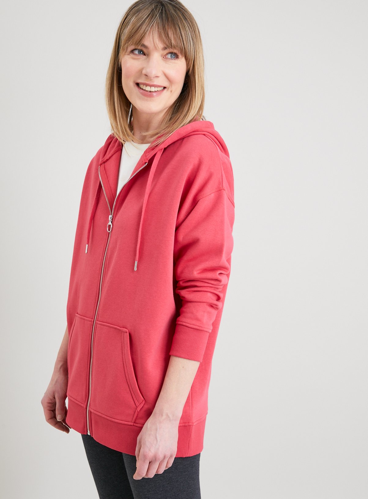Zip-Through Longline Hoodie 
