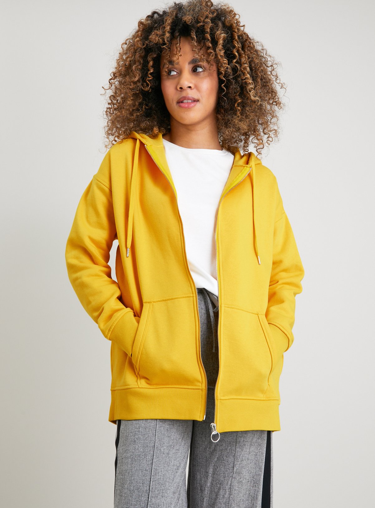 Zip-Through Longline Hoodie 