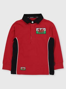 Kids' Mini Me Wales Red Rugby Polo Shirt