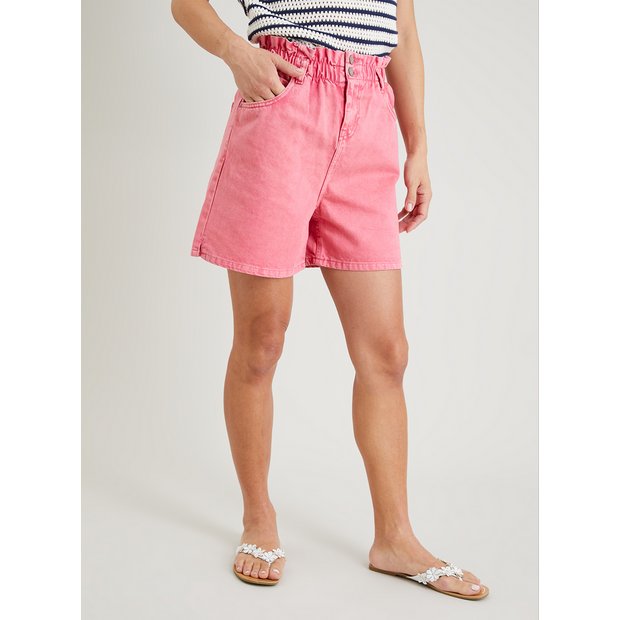 pink jean shorts womens