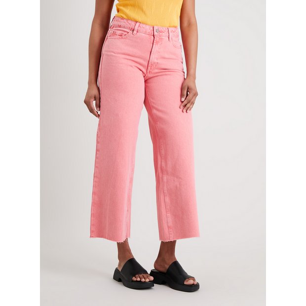 Wide leg best sale pink jeans