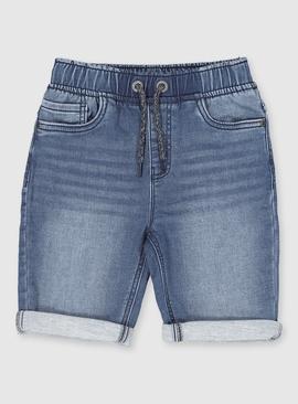 Mid Blue Loopback Denim Shorts 