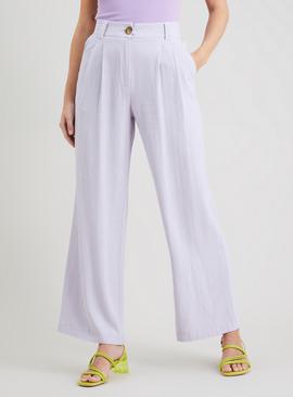 Pale Green Coord Wide Leg Trousers With Linen