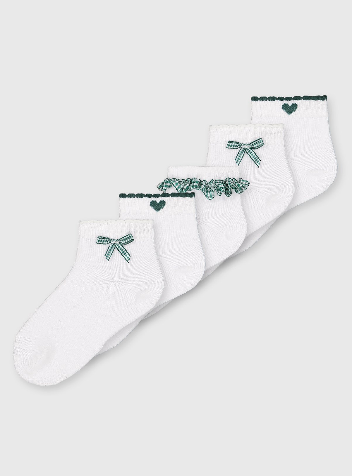 Green Gingham Socks 5 Pack 