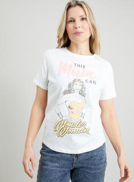 Wonder Woman White Regular Fit Mum T-Shirt