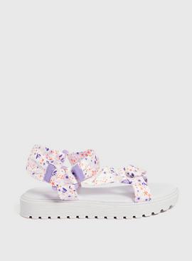 Lilac Floral Strappy Sandals