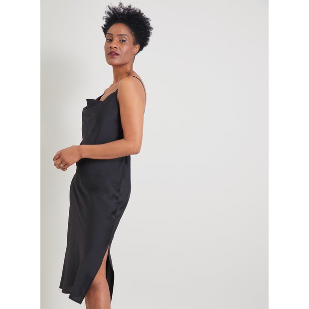 Black satin 2024 cami dress