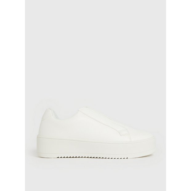 White leather best sale slip on shoes