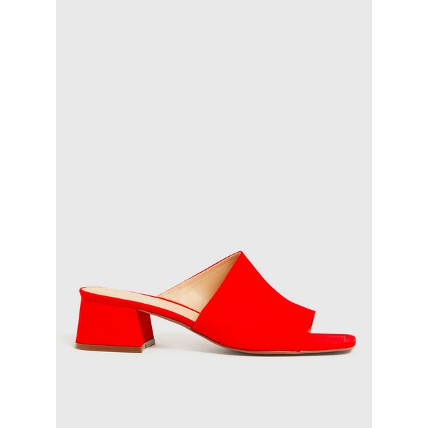 Buy Orange Asymmetric Upper Block Heel Mules - 7 | Sandals | Tu