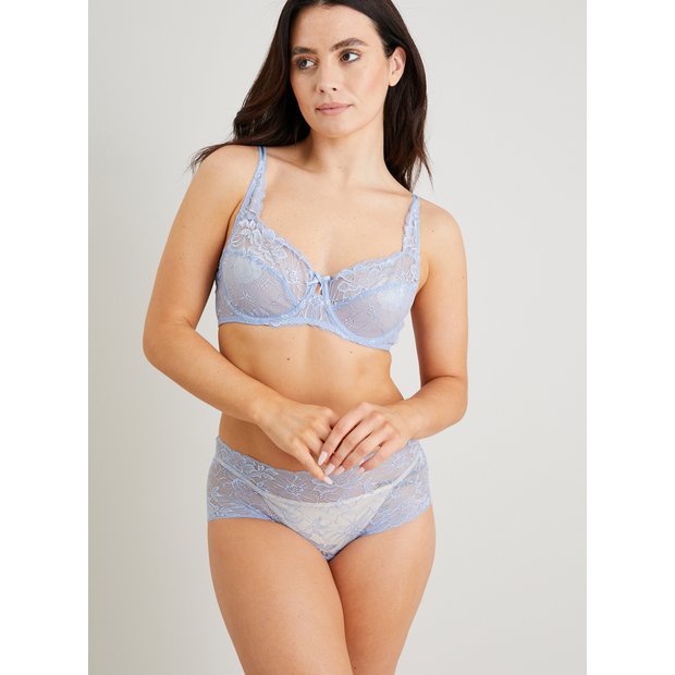 Buy A-GG Pastel Blue Recycled Lace Full Cup Non Padded Bra - 34F | Bras |  Argos