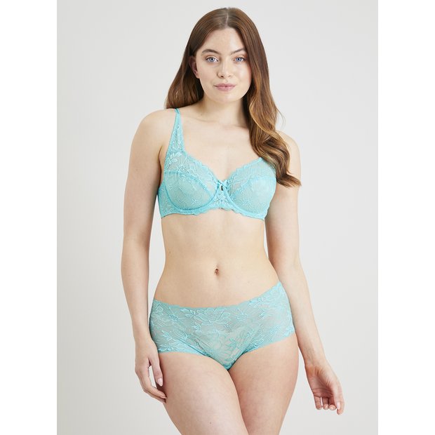 Buy A-GG Turquoise Recycled Lace Full Cup Non Padded Bra - 38E | Bras |  Argos