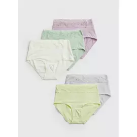 Pale Pastel Comfort Lace Full Knickers 5 Pack