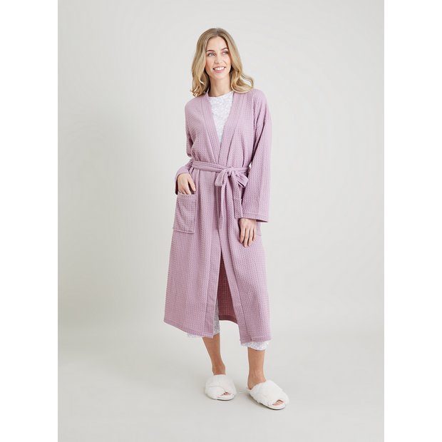 Mauve Waffle Dressing Gown - M