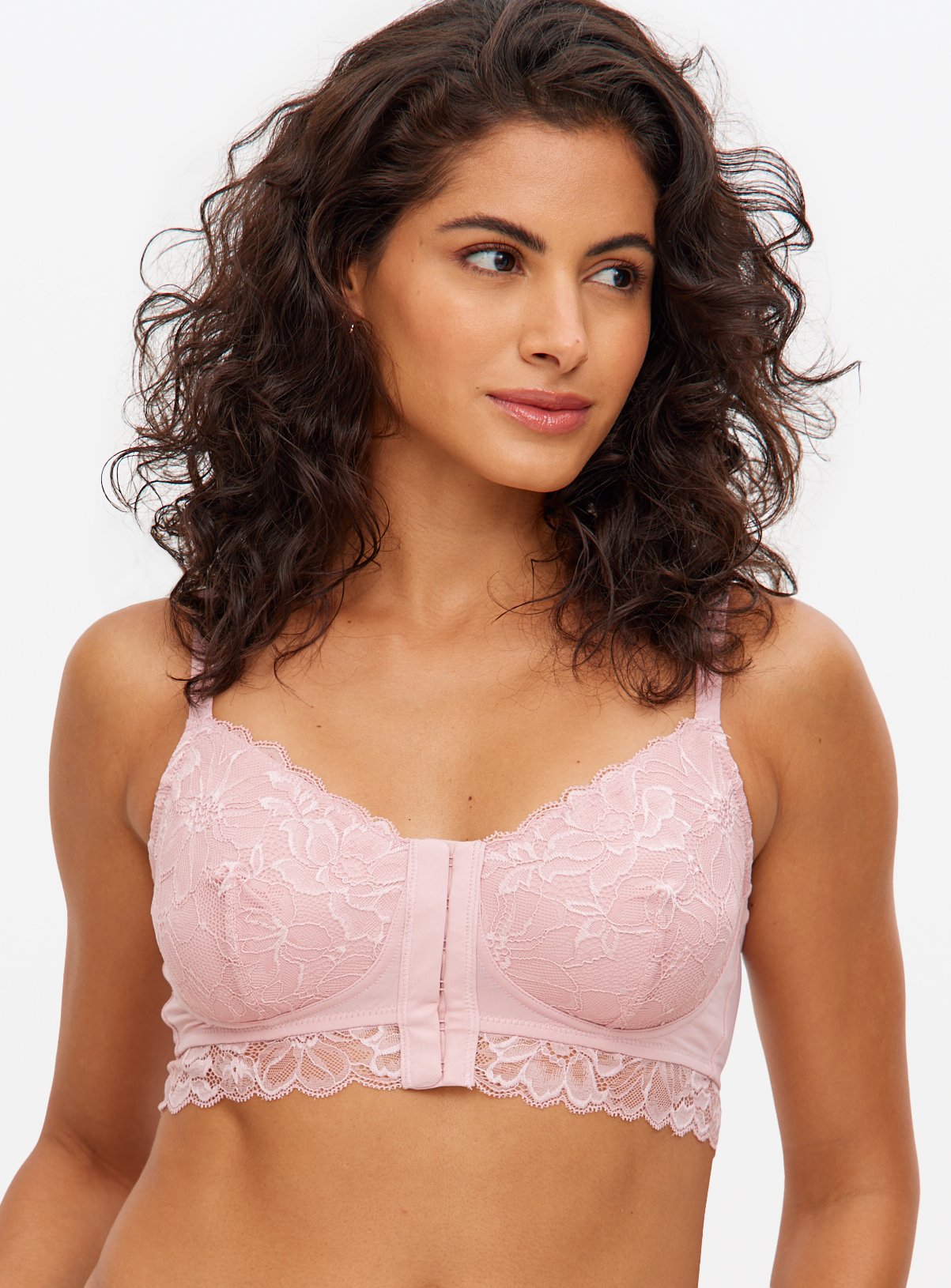 A-GG Pink Floral Lace Post Surgery Front Fastening Bra 40F