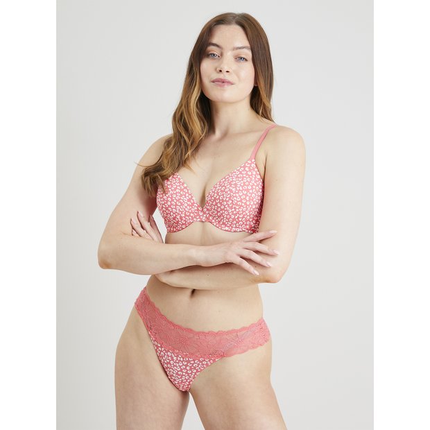 Buy A-GG Pink Ditsy Embroidered Non Padded Balcony Bra - 40F, Bras