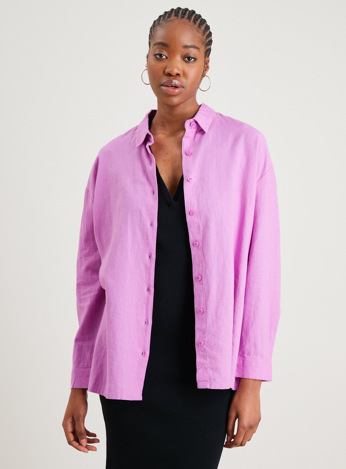 Pink Relaxed Fit Linen-Rich Shirt - 22