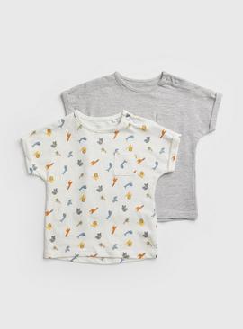 Animal & Grey Marl T-Shirt 2 Pack - 12-18 months