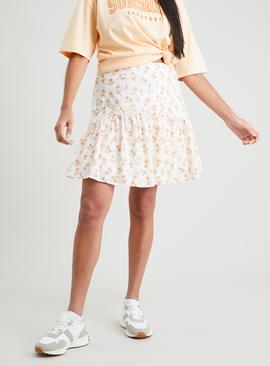White & Orange Prairie Ruffle Skirt