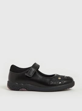 Black Floral Mary Jane School Shoes