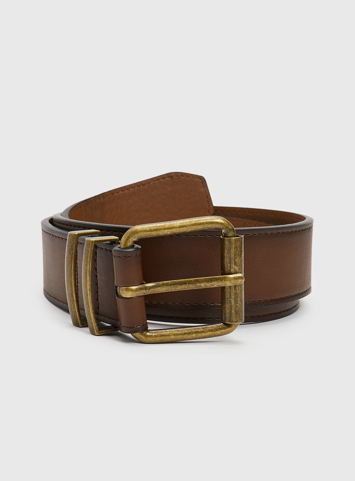 Brown Faux Leather Belt 