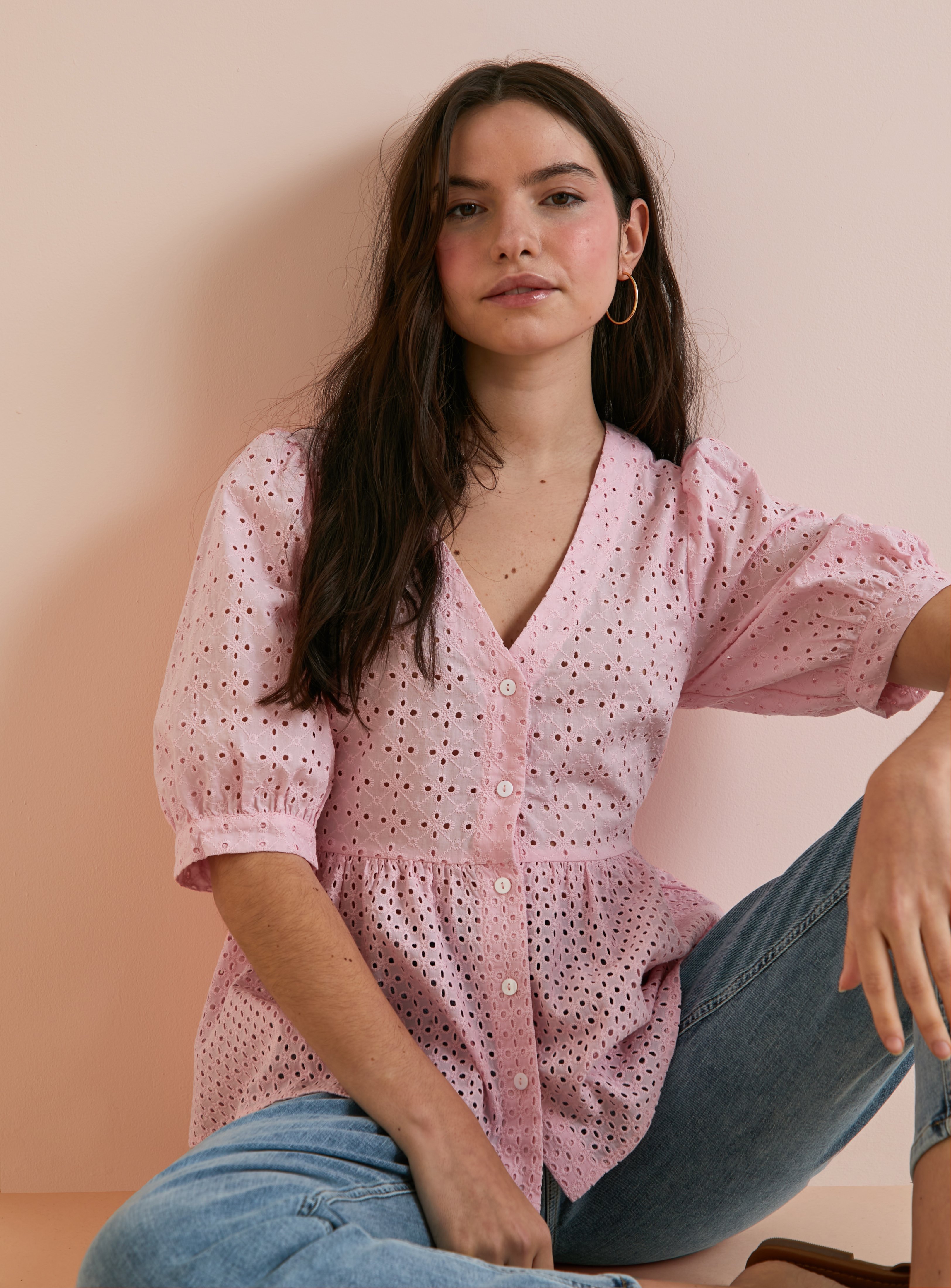 Everbelle Patched Broderie Top 