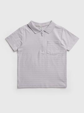 Lilac Stripe Half Zip Polo Shirt
