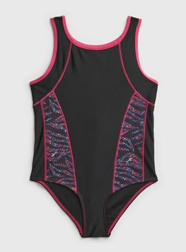 Black & Pink Cut Out Sports Swimsuit
