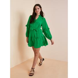 Everbelle Green Sheer Woven Check Mini Dress 