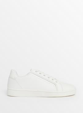White Plain Lace Up Trainers 