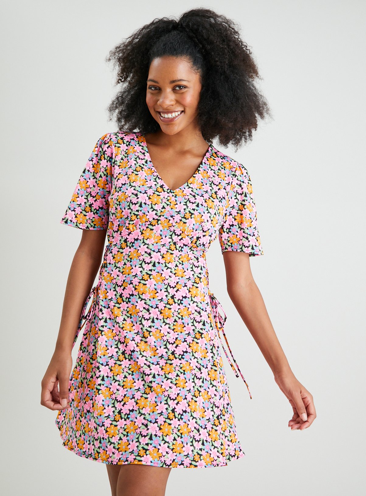 Floral Crinkle Tea Dress 
