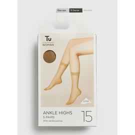 Bamboo Nude 15 Denier Ankle Tights 5 Pack - One Size