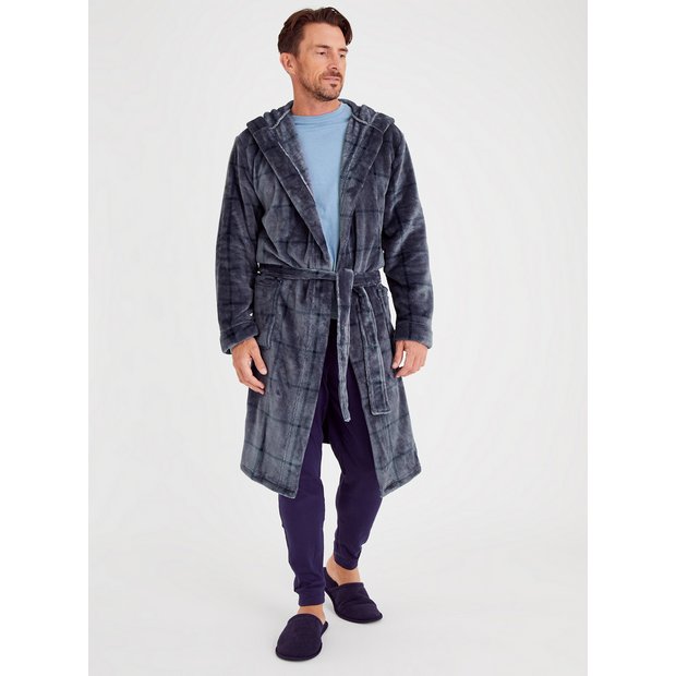 Buy Grey & Navy Check Dressing Gown XXL, Dressing gowns