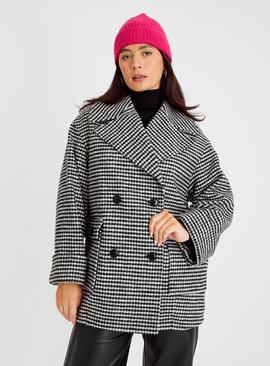 Mono Dogtooth Double Breasted Coat 