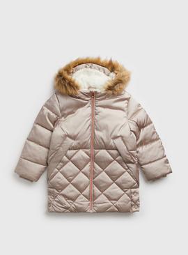 Champagne Quilted Puffer Coat 