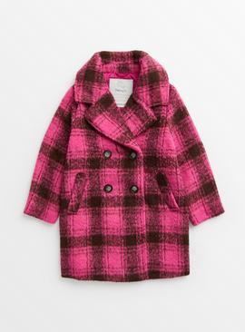 Pink Check Double Breasted Coat 