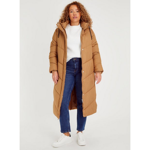 Buy Tan Padded Longline Coat 12, Coats
