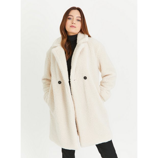 Mango white best sale teddy coat