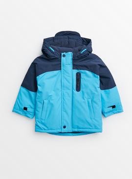 Blue Colourblock Waterproof Jacket 