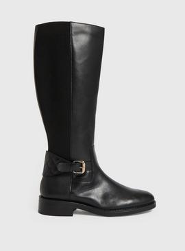 Black Leather Long Riding Boots  