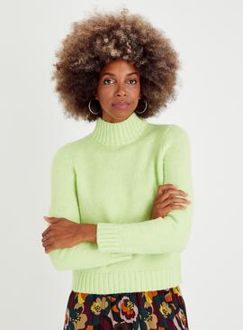 Lime High Neck Knitted Jumper 