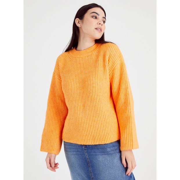 Orange on sale ribbed jumper