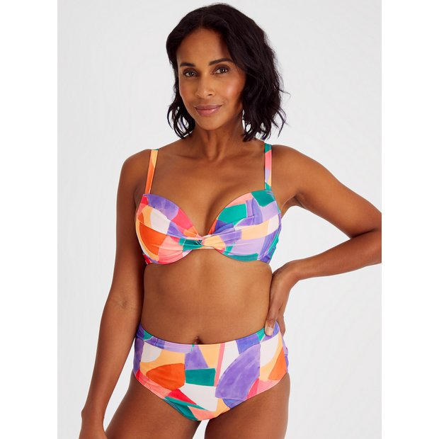 Buy Pink Abstract Plunge Top 34DD, Bikinis and tankinis