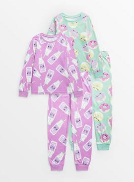 Pink Milk & Green Donut Pyjamas 2 Pack 