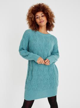 Sea Green Knitted Jumper Dress 