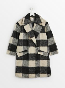 Mono Checked Double Breasted Coat 