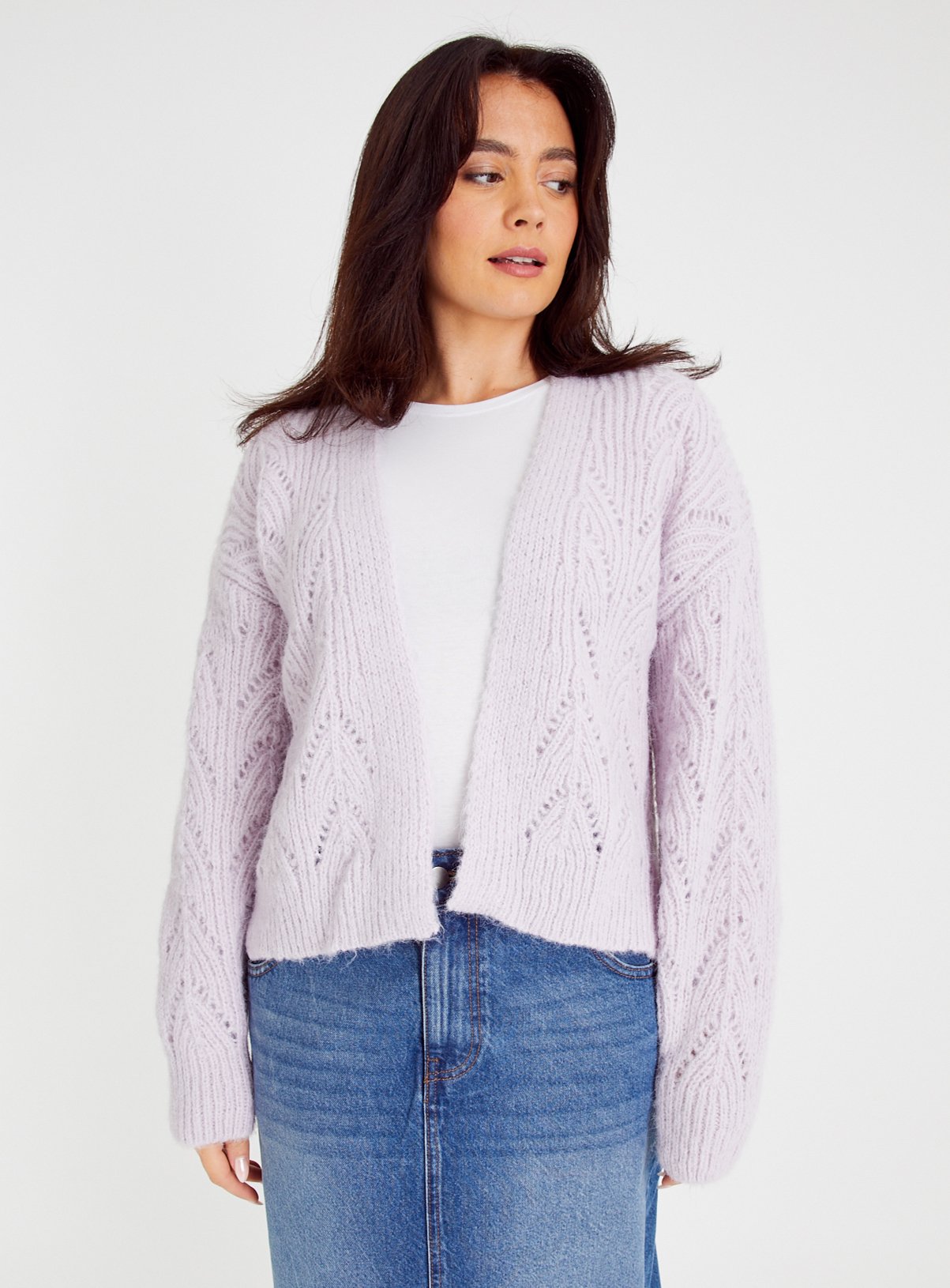 Lilac Cable Knit Cardigan 