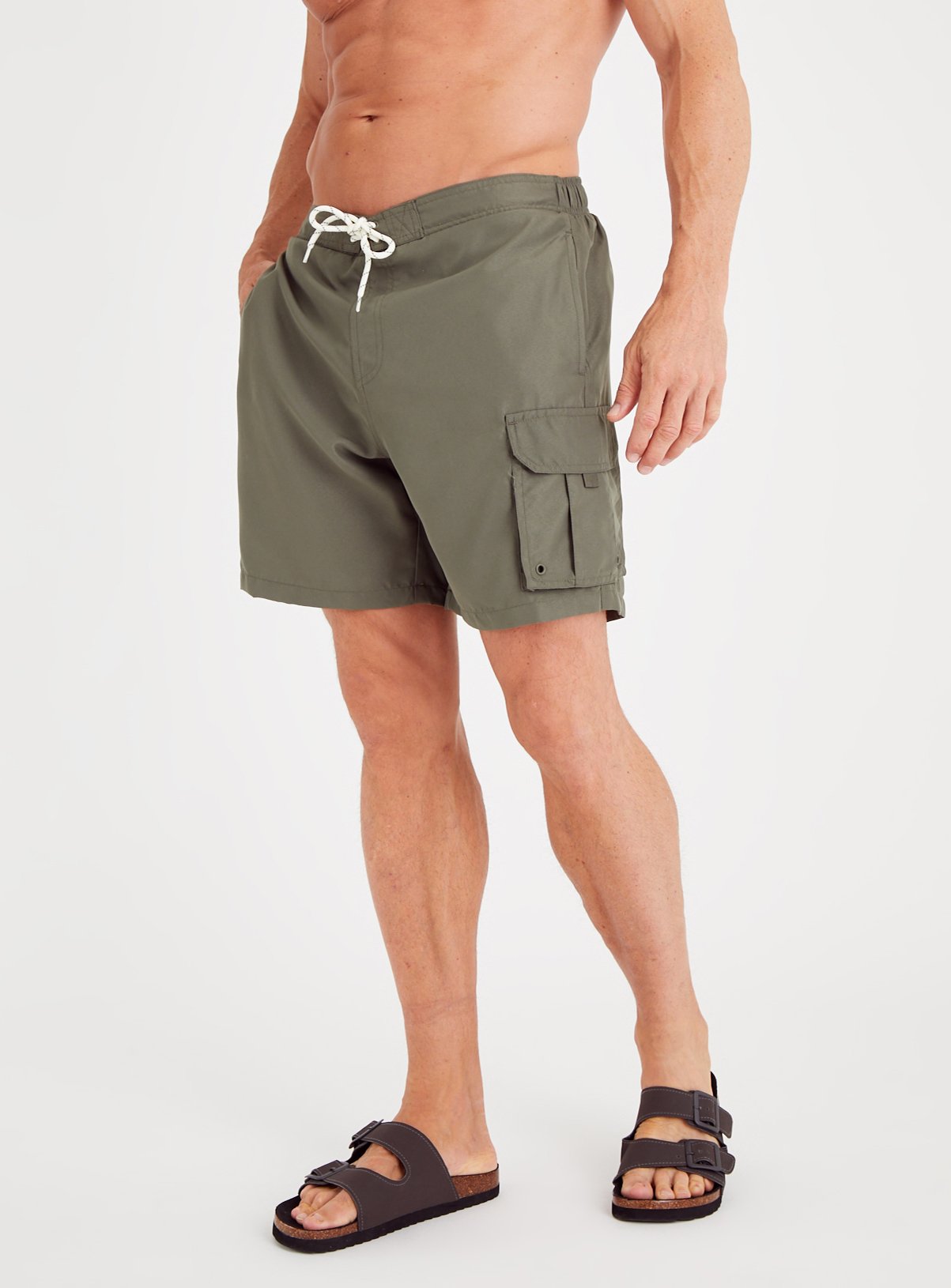 Men's Family Dressing Khaki Cargo Swim Shorts 